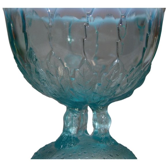 Hilltop Vines Round Compote Blue Opalescent by NORTHWOOD - Picture 6 of 6